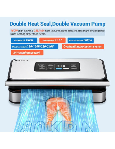 Selladora al Vacío INKBIRD 160W Automática con Doble Bomba