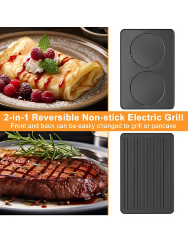 Parrilla Raclette Eléctrica TONZE 1300W 2 en 1 con 8 Sartenes