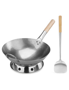 Wok de Acero al Carbono Nuevo Star 1028720 35,56 cm con Espátula