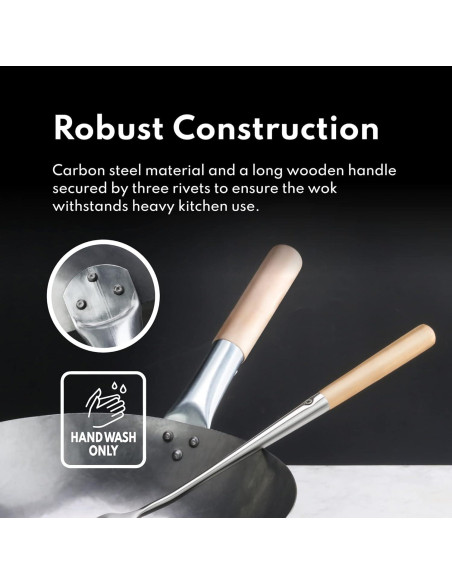 Wok de Acero al Carbono Nuevo Star 1028720 35,56 cm con Espátula