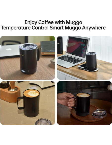 Taza Calentable Muggo 0.35L con Batería y Tapa Antiderrame