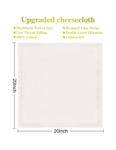 Paquete de 5 Telas de Queso Tiawudi 20x20 cm 100% Algodón Reutilizables 2