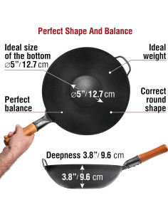 Wok YOSUKATA de Acero al Carbono 34 cm para Saltear 2