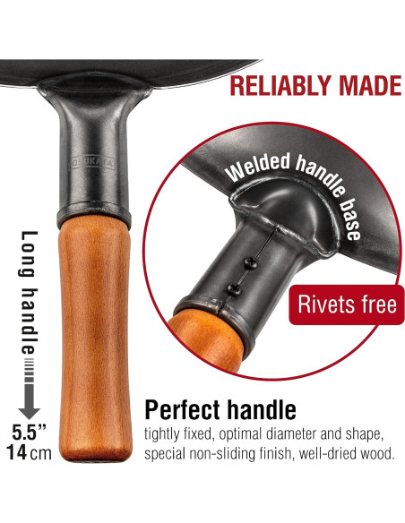 Wok YOSUKATA de Acero al Carbono 34 cm para Saltear