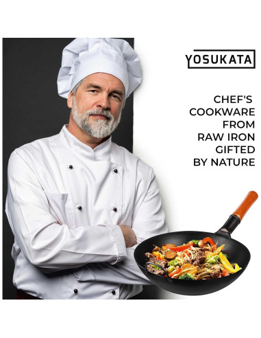 Wok YOSUKATA de Acero al Carbono 34 cm para Saltear