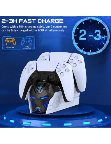 Estación de Carga Doble PS5 Svetaecho con LED - Carga Rápida