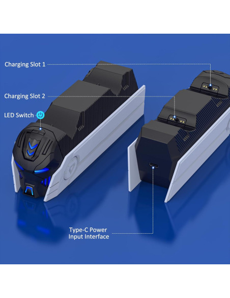 Estación de Carga Doble PS5 Svetaecho con LED - Carga Rápida