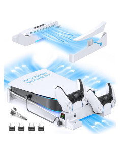 Soporte Horizontal OIVO para PS5 con Cargador Doble y Ventilador