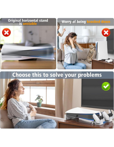 Soporte Horizontal OIVO para PS5 con Cargador Doble y Ventilador