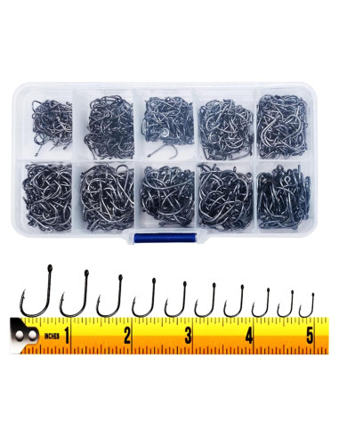 300 Anzuelos de Pesca OstWony de Acero Alto Carbono 10 Tipos