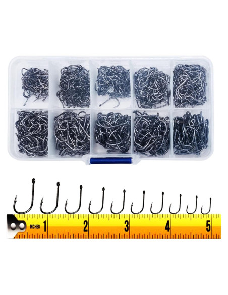 300 Anzuelos de Pesca OstWony de Acero Alto Carbono 10 Tipos