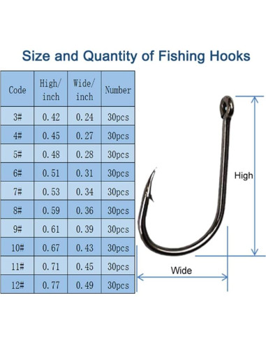 300 Anzuelos de Pesca OstWony de Acero Alto Carbono 10 Tipos