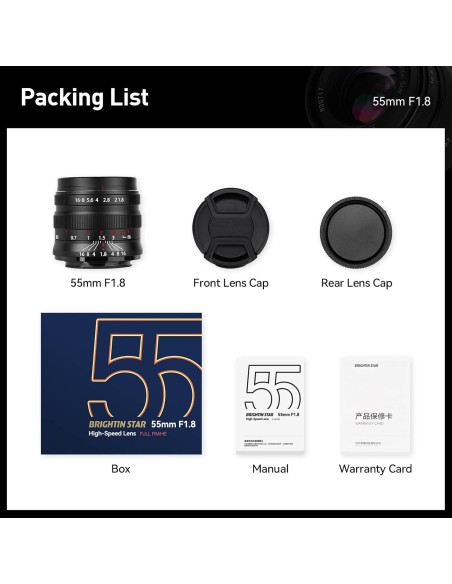 Lente Fijo Brightin Star 55mm F1.8 para Canon RF Lente Fijo Brightin Star 55mm F1.8 para Canon RF