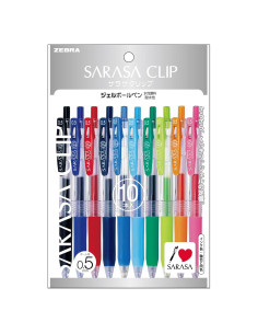 Bolígrafo de Gel Zebra Sarasa Push Clip 0.5 mm Set 10 Colores