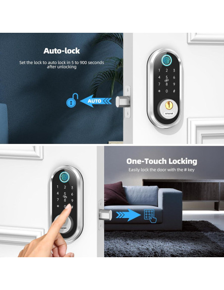 Cerradura Inteligente SMONET Y1-SNBF-S Huella Digital Bluetooth Cerradura Inteligente SMONET Y1-SNBF-S Huella Digital Bluetooth