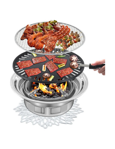Parrilla BBQ Panghuhu88 35 cm Carbón Portátil Anti-adherente