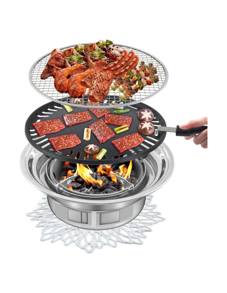 Parrilla BBQ Panghuhu88 35 cm Carbón Portátil Anti-adherente