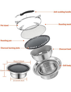 Parrilla BBQ Panghuhu88 35 cm Carbón Portátil Anti-adherente 2