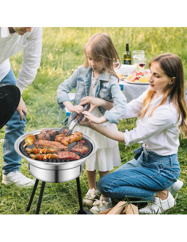 Parrilla BBQ Panghuhu88 35 cm Carbón Portátil Anti-adherente