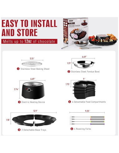 Horno eléctrico 2 en 1 CHOCOSMORE para S'mores y fondue