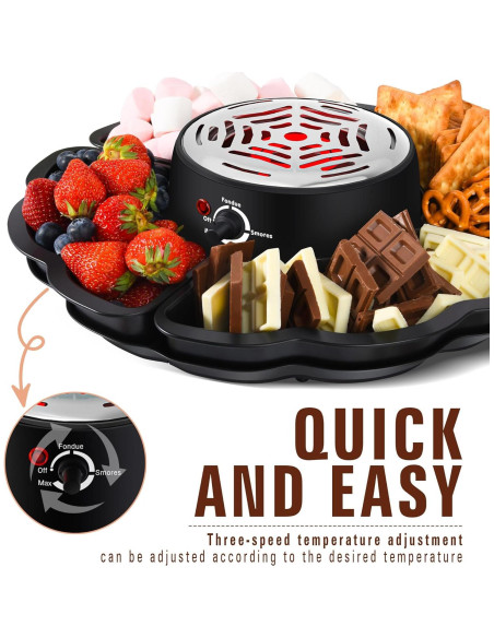 Juego de Fondue y S'mores ICRINA 280W con Control de Temperatura