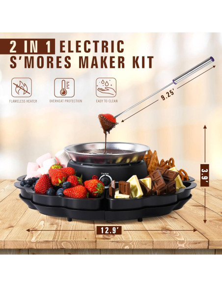 Juego de Fondue y S'mores ICRINA 280W con Control de Temperatura