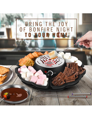 Juego de Fondue y S'mores ICRINA 280W con Control de Temperatura