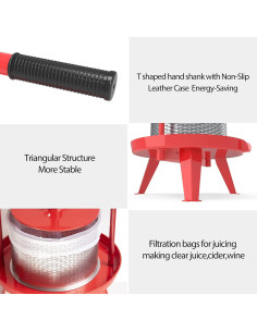Prensa de Frutas y Vino EJWOX 9L Acero Inoxidable Rojo 2