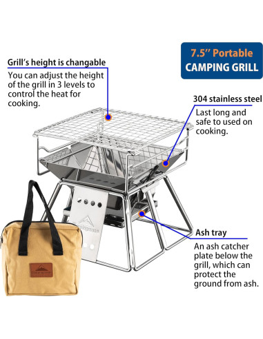 Parrilla de Carbón Camping Moon X-MINI Plegable 1-2 Personas