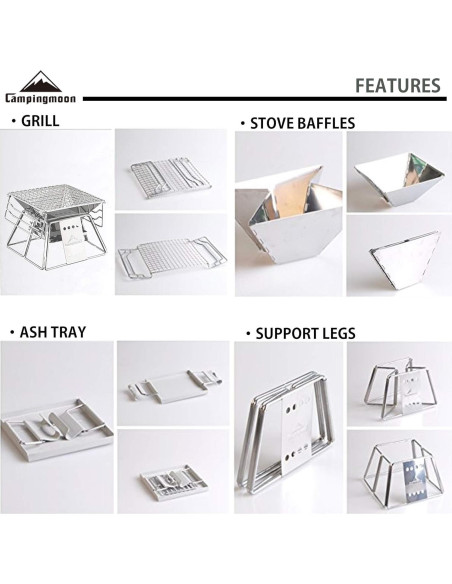 Parrilla de Carbón Camping Moon X-MINI Plegable 1-2 Personas