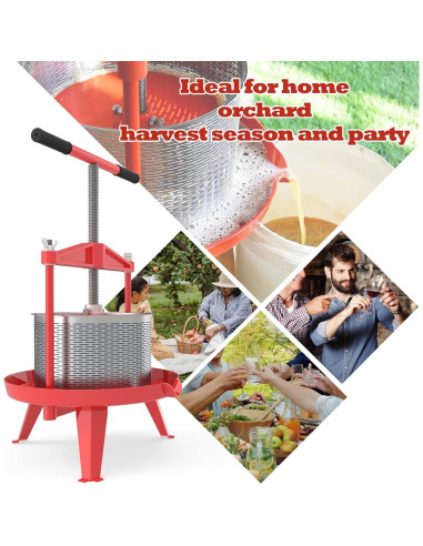 Prensa de Frutas y Vino EJWOX 9L Acero Inoxidable Rojo