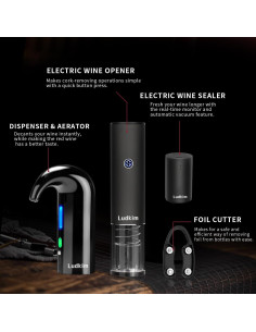 Abridor de Vino Eléctrico Ludkim Set 4 Piezas Recargable 2