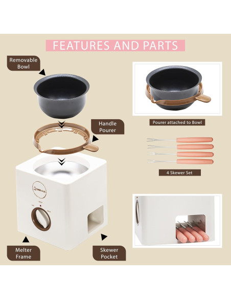 Olla Fondue de Chocolate 0.72 kg con 4 Tenedores