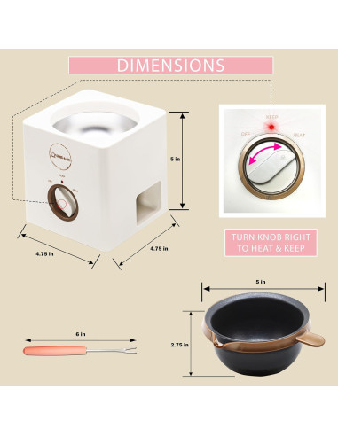 Olla Fondue de Chocolate 0.72 kg con 4 Tenedores