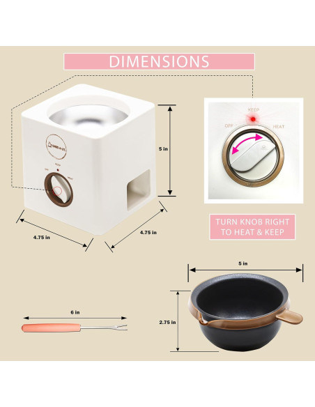 Olla Fondue de Chocolate 0.72 kg con 4 Tenedores