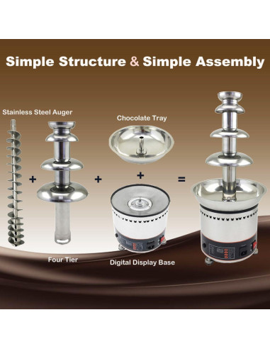 Máquina de Fuente de Chocolate INTBUYING 4 Niveles 3KG Acero Inoxidable