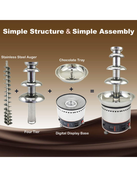 Máquina de Fuente de Chocolate INTBUYING 4 Niveles 3KG Acero Inoxidable