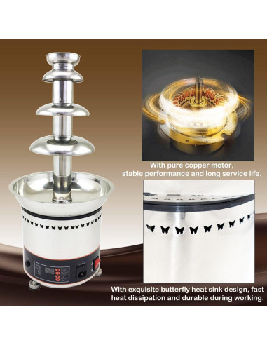 Máquina de Fuente de Chocolate INTBUYING 4 Niveles 3KG Acero Inoxidable