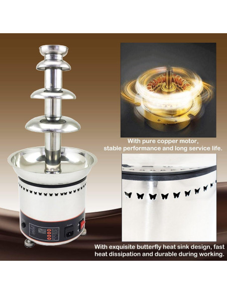 Máquina de Fuente de Chocolate INTBUYING 4 Niveles 3KG Acero Inoxidable