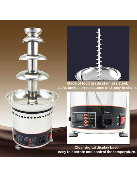 Máquina de Fuente de Chocolate INTBUYING 4 Niveles 3KG Acero Inoxidable