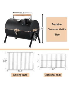 Parrilla de Carbón Portátil HaSteeL Compacta con Termómetro 2