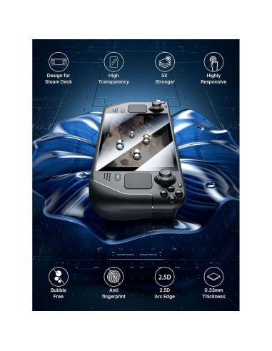 Protector de Pantalla JSAUX para Steam Deck 7" Vidrio Templado