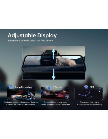 Cámara de Espejo Retrovisor Pelsee P10 2.5K 10" con ADAS