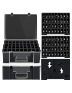 2 Pzs Estuche Almacenamiento Miniaturas Menkxi Negro 72 Ranuras