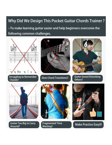 Entrenador de Acordes de Guitarra Moreup Portátil con Pantalla