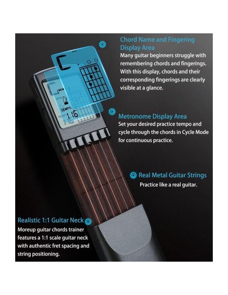 Entrenador de Acordes de Guitarra Moreup Portátil con Pantalla