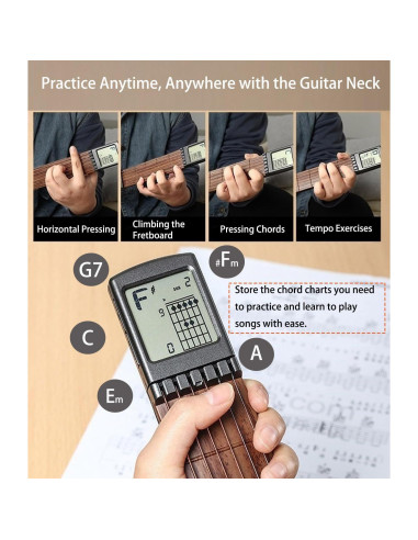 Entrenador de Acordes de Guitarra Moreup Portátil con Pantalla