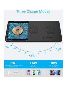 Base de Carga Inalámbrica ZealSound 3 en 1 Cuero PU Negro 2
