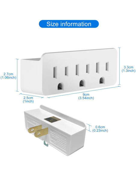 Adaptador a Tierra TENINYU 3 Patas a 2 Patas - Paquete de 2