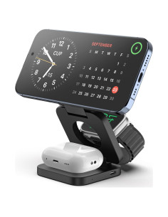 Cargador Inalámbrico 3 en 1 KU XIU X55 Negro